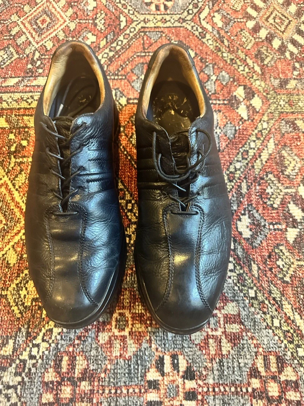 Adidas Traxion Black Leather Golf Shoes - Men’s Size 9.5